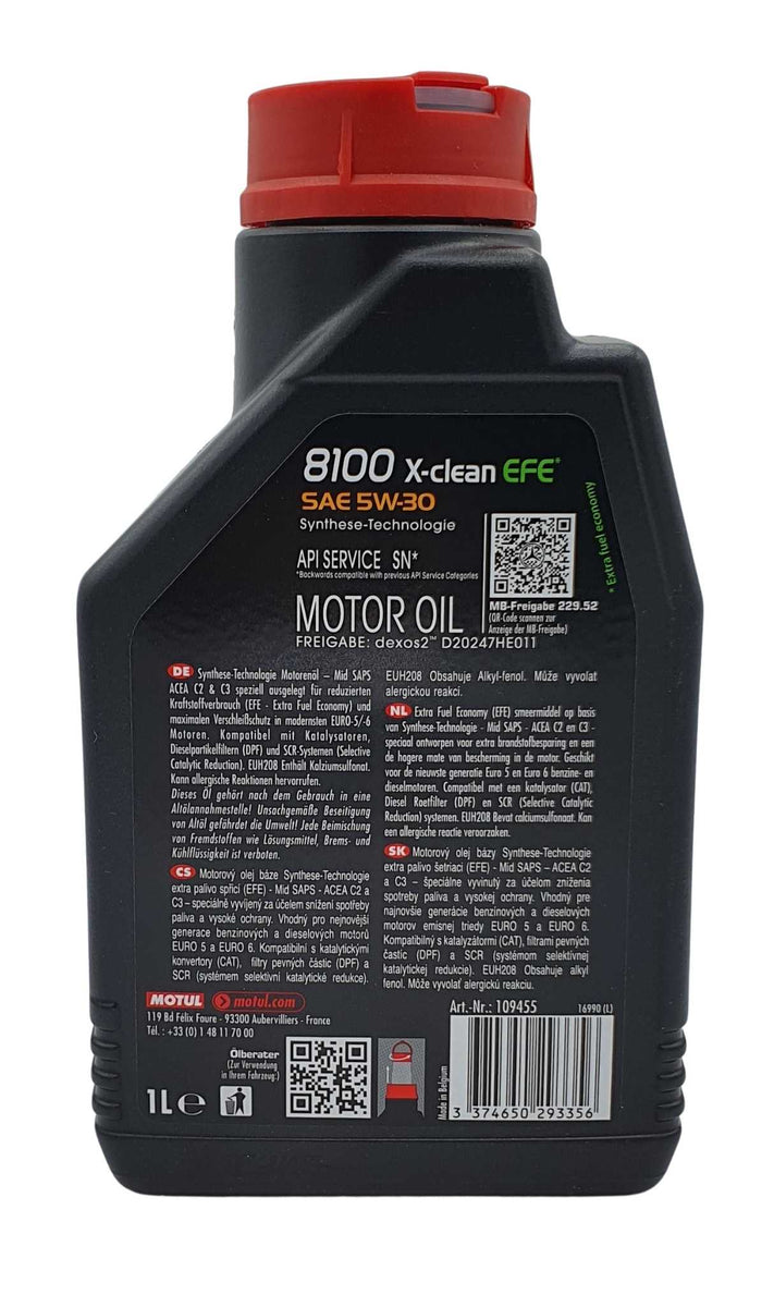 MOTUL 8100 X-CLEAN+ 5W-30 Motoröl 5 Liter – Vollsynthetisch Für BMW, Mercedes, VW