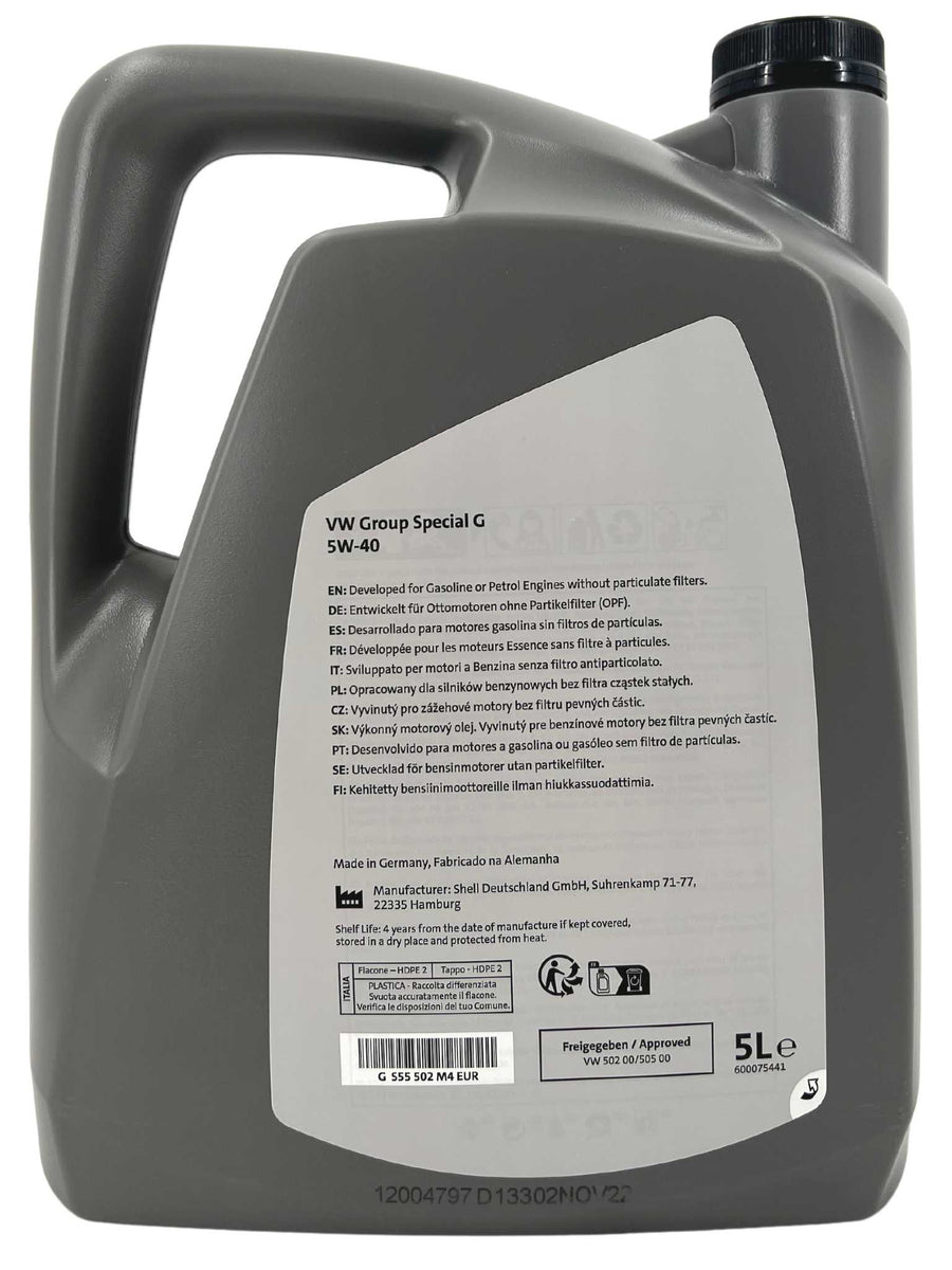 Original VW Audi Seat Skoda Cupra Special G SAE 5W-40 5 Liter – oel ...